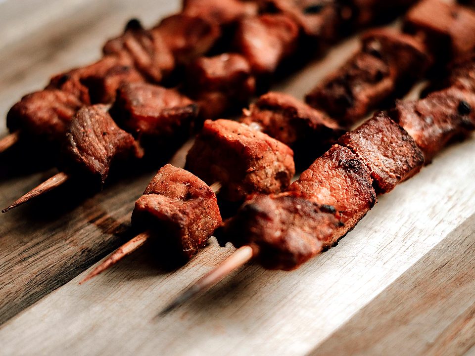Beef suya skewers